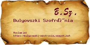 Bulyovszki Szofrónia névjegykártya